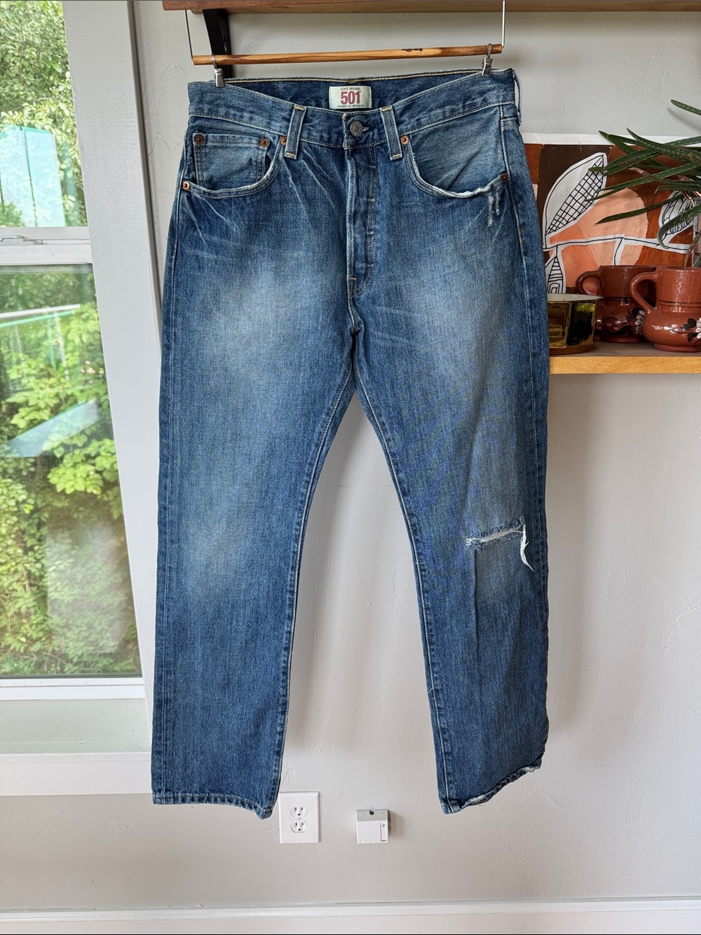 Levi's 501 Straight Leg Button Fly Jeans in Blue Denim Sz 31 x 32